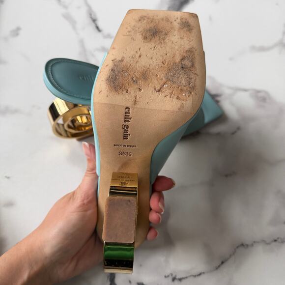 Cult Gaia Ira Light Blue Sculptural Spiral Heel Sandals Size 36.5 - Picture 10 of 10